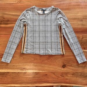 F21 Plaid long sleeve crop top shirt S
